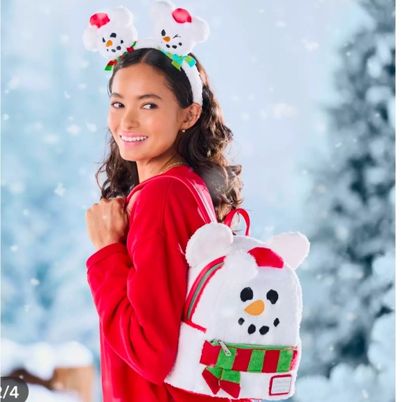 NWT- Mickey Mouse Snowman Holiday Loungefly Mini Backpack - Disney - Picture 3 of 9